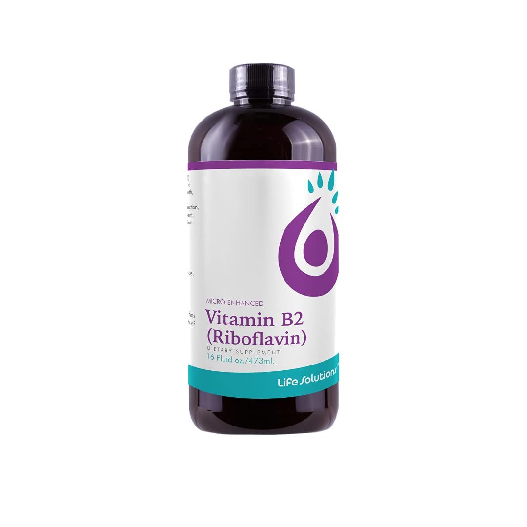 Life Solutions Vitamin B2 - Liquid Dietary Supplement with 50mg Riboflavin Per Serving - Highly Bioavailable, Pharmacist Formulated, Rapid-Sorb Technology for Efficient Nutrient Absorption - 16 fl oz