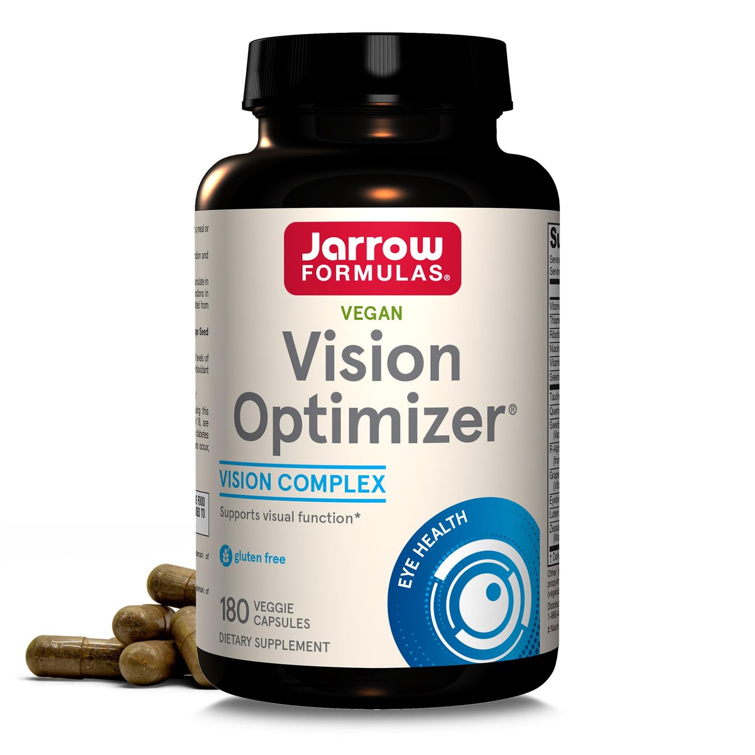 Jarrow Formulas Vision Optimizer Veggie Capsules - 180 Count - Eye Supplement - Dietary Supplement - with Grape Seed Extract, Lutein &amp; Zeaxanthin, Quercetin &amp; More - Non-GMO - Gluten Free