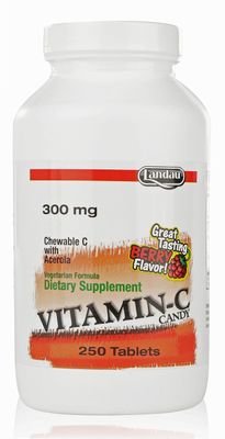 Landau Chewable Vitamin C Candy 300 Mg. Great Tasting Berry Flavor (250 Count)