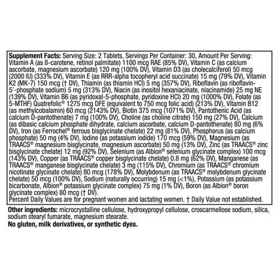 Nordic Naturals Prenatal Multivitamin for Women - Daily Vegetarian Prenatal Vitamins - 22 Essential Nutrients, Including B6, Folate, and Iron - 60 Tablets - 30 Servings