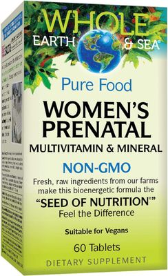 Whole Earth &amp; Sea from Natural Factors, Women&#39;s Prenatal Multivitamin and Mineral, Whole Food Supplement, Vegan, 60 tablets, 60 Tablets