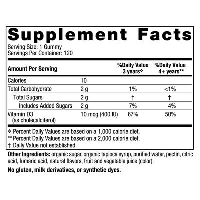 Nordic Naturals Vitamin D3 Gummies Kids, Wild Watermelon Splash - 120 Gummies - 400 IU Vitamin D3 - Bone Health, Healthy Immunity - Non-GMO, Vegetarian - 120 Servings