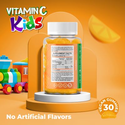 MB One Pharma- Kids Vitamin C Gummies -for Immune Support - Natural Orange Delicious Flavor (30 Day Supply) Vegetarian, Non-GMO, Gluten Free, No Artificial Sweeteners