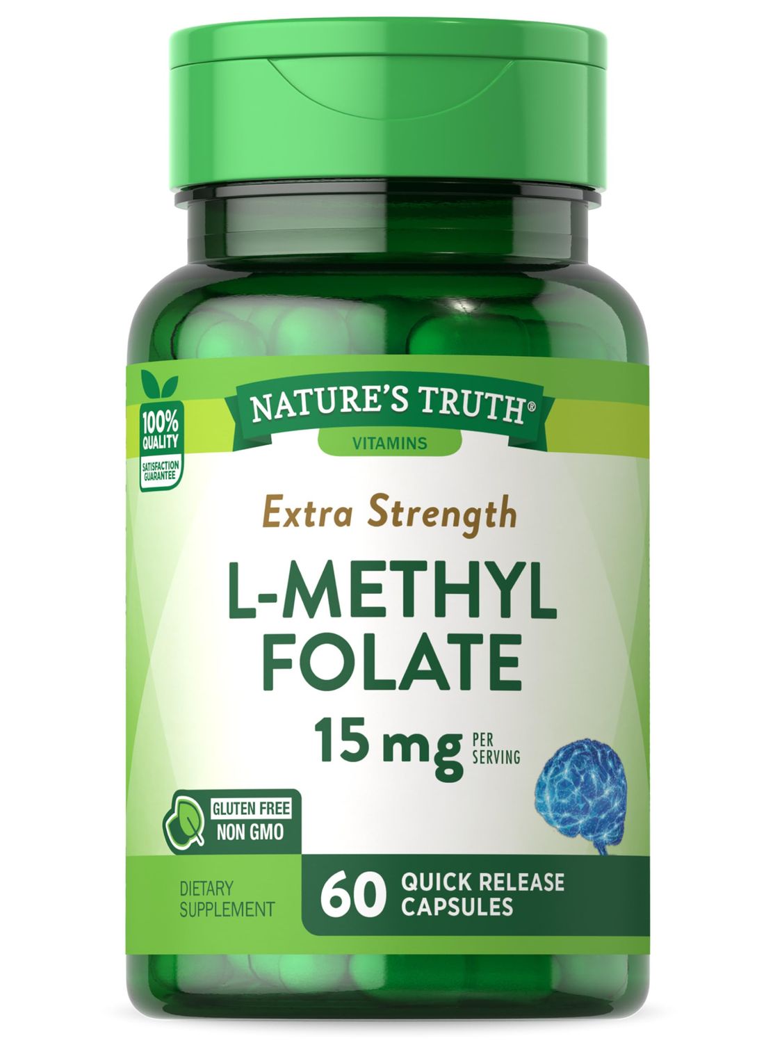 Nature&#39;s Truth L Methylfolate 15mg | 60 Capsules | Non-GMO &amp; Gluten Free Supplement | Extra Strength