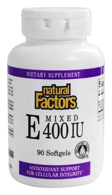 Natural Factors Vitamin E Mixed 400 IU, Antioxidant Support for Cellular Integrity, 90 Softgels