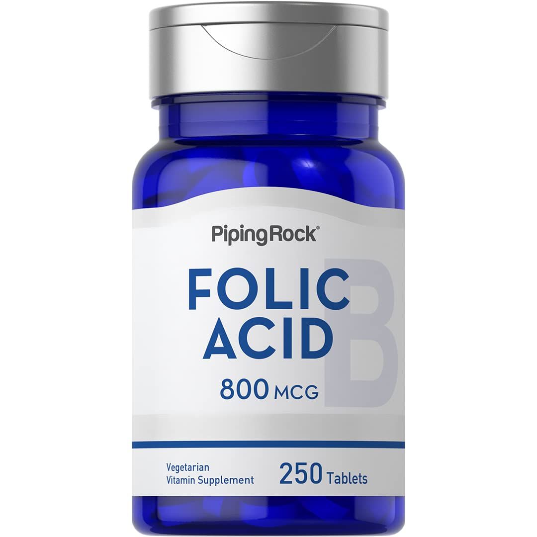 Piping Rock Folic Acid 800 mcg | 250 Tablet Capsules | Vegetarian Supplement | Non-GMO, Gluten Free