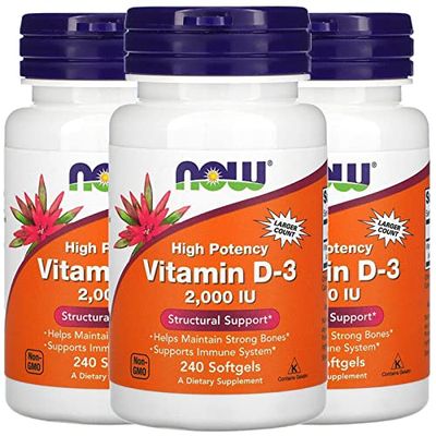 Now Foods Now Foods Vitamin D-3, 50 mcg (2,000 IU), 240 Softgels, 3 Pack