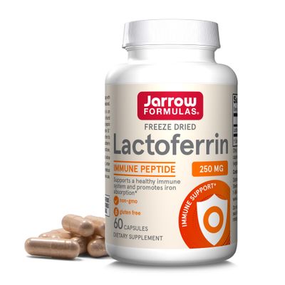 Jarrow Formulas Lactoferrin 250 mg - Immune-Supporting Glycoprotein - For Healthy Immune System Support &amp; Iron Absorption - Freeze Dried - Gluten Free - Non-GMO - 60 Capsules (Servings)