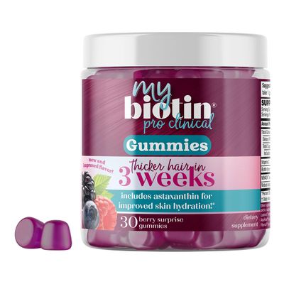 Purity Products MyBiotin ProClinical Gummies - Thicker Hair Starting in 3 Weeks &amp; Fights Wrinkles - MB40X Biotin Matrix w/Astaxanthin - 40X More Soluble vs Ordinary Biotin 30 Berry Gummy Chews