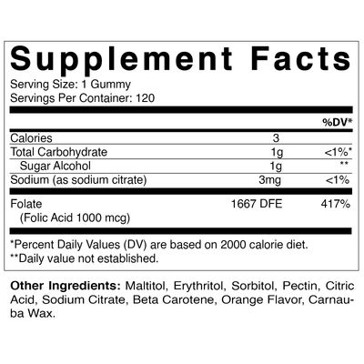 Vitamatic Folic Acid Gummies 1000 mcg (1 mg) - an Essential Prenatal Vitamins for Mom &amp; Baby - Vitamin B9-120 Vegan Gummies (2)