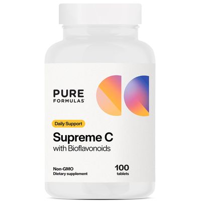 PureFormulas Supreme C with Bioflavonoids - 100 Tablets | 1000 mg Vitamin C, Citrus Bioflavonoids Complex, Rose HIPS | Immune Support &amp; Antioxidant Boost | Allergen-Free