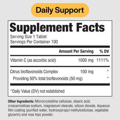 PureFormulas Supreme C with Bioflavonoids - 100 Tablets | 1000 mg Vitamin C, Citrus Bioflavonoids Complex, Rose HIPS | Immune Support &amp; Antioxidant Boost | Allergen-Free