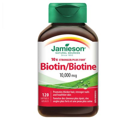 Jamieson 10 x Stronger Biotin 10,000mcg, 120 softgels