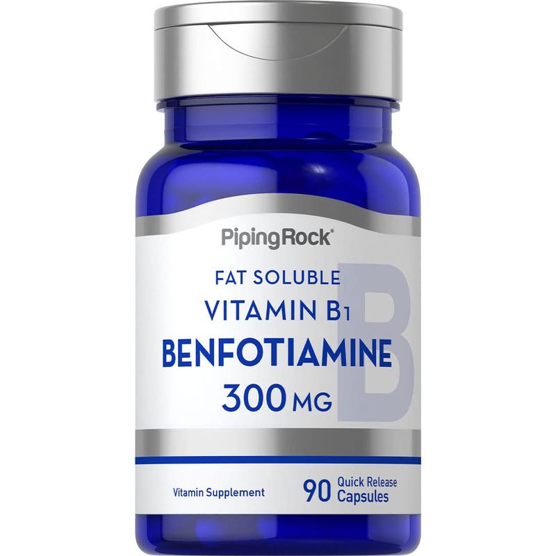 Piping Rock Benfotiamine 300mg | 90 Capsules | Fat Soluble Vitamin B1 | Non-GMO, Gluten Free Supplement