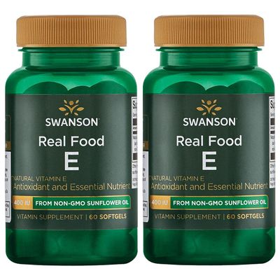 Swanson Natural E-400 Real Food from Non-GMO Sunflower Oil 400 Iu (268 mg) 60 Sgels 2 Pack