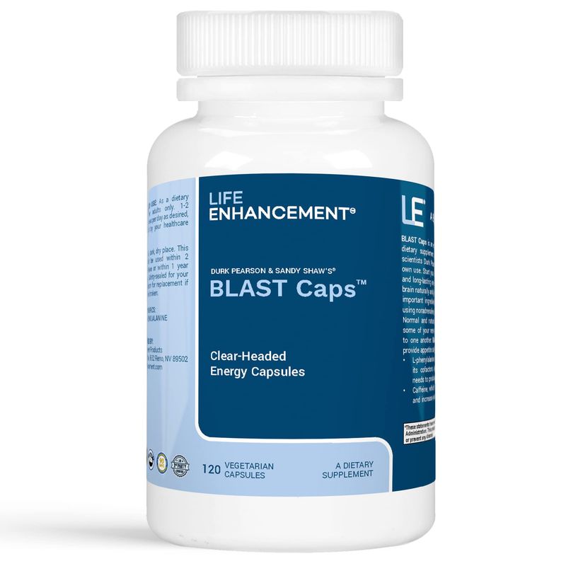 Life Enhancement Blast Caps | with B12, Niacin, Caffeine, Taurine, Phenylalanine, Vitamin C, &amp; More | 60 Servings