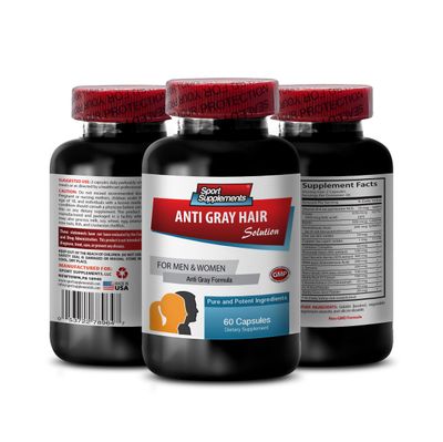 Biotin for hair loss women - ANTI GRAY HAIR NATURAL FORMULA for Men and Women Vitamin b6 supplement and Biotin, anti gray hair supplement, anti gray hair capsules, biotin supplement, 1B 60 Capsules