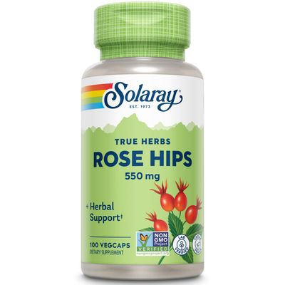 Solaray Rose HIPS Fruit 550mg | Healthy Skin, Joints &amp; Immune Function Support | Source of Vitamin C &amp; Bioflavonoids | Non-GMO &amp; Vegan | 100 VegCaps