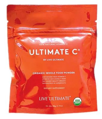 Live Ultimate Ultimate C 30 Day Pouch Organic Whole Food Vitamin C Powder, 13 Superberries &amp; Superfruits, Non-GMO, Vegan, Gluten-Free