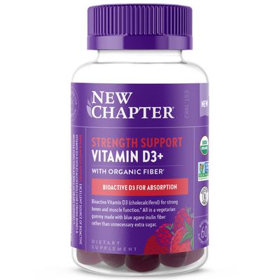New Chapter Organic Vitamin D3+ Gummies - 72% Less Sugar, 1,000 IU USDA Organic Vitamin D, ONE Daily Gummy for Strong Bones &amp; Muscle Function, Non-GMO, Gluten Free, Mixed Berry Flavored, 60ct
