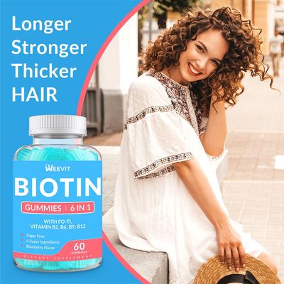 WEEVIT Sugar-Free Biotin 10000mcg Gummies, Vegan Biotin Vitamins Gummies for Hair Growth, Vitamin B7 Supplement Biotin Chewables for Women Men