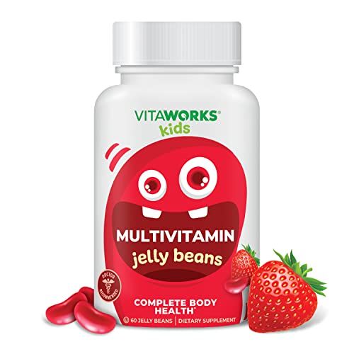 VitaWorks Kids Multivitamin &amp; Minerals Jelly Beans - Tasty Natural Fruit Flavor - Vegetarian, GMO-Free, Nut Free - Dietary Supplement - Complete Body Health for Children - 60 Jellies