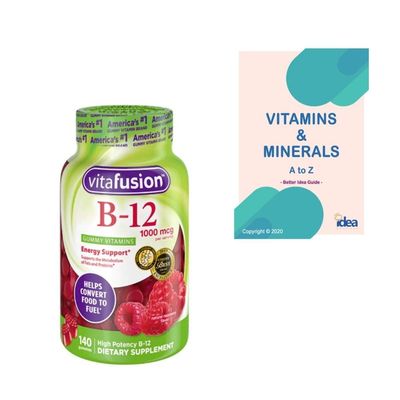 Vitamin B-12 Gummy Supplement, High Potency Energy Support by Vitafusion, 1000 mcg, 140ct (1 Pack) + Vitamins &amp; Minerals - A to Z - Better Idea Guide