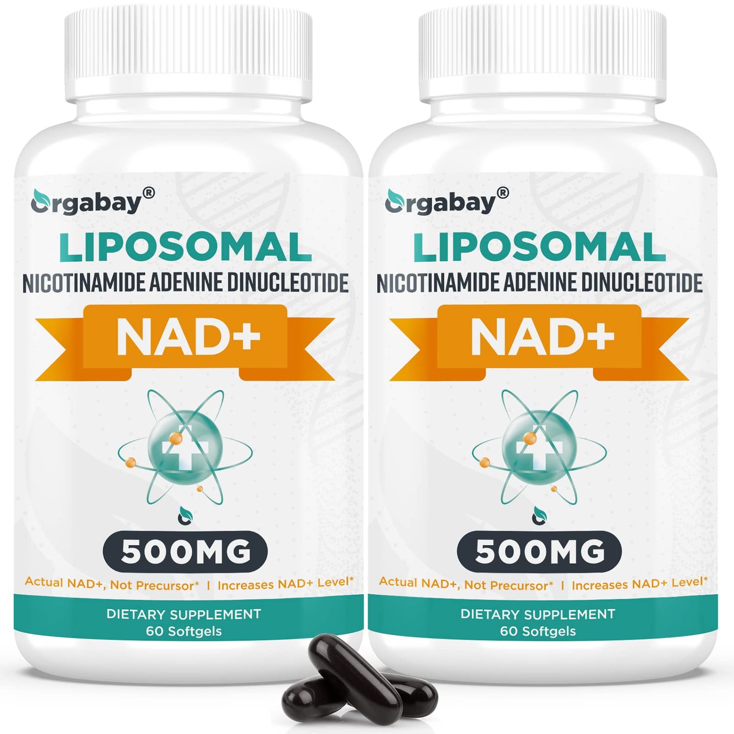 Orgabay Liposomal NAD+ Supplement 500 mg, High Absorption, Boost NAD+ with TMG 250 mg, Actual NAD Plus More Efficient Than Nicotinamide Riboside, Support Cellular Energy, Healthy Aging | 120 Softgels