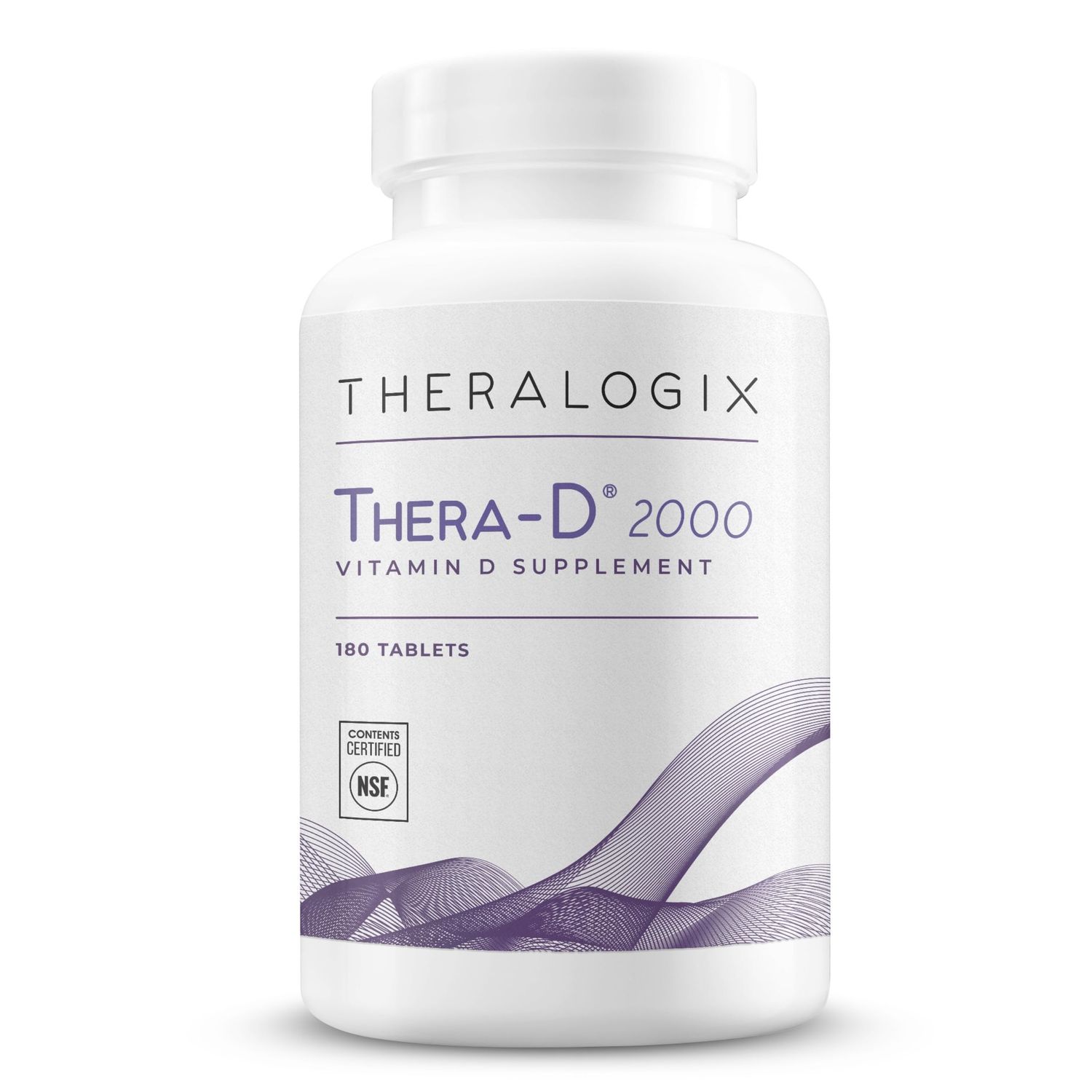 Theralogix Thera-D 2000 Vitamin D Supplement - 2,000 IU (50 mcg) Vitamin D3 Tablets - 180-Day Supply - Immune Support Supplement for Women &amp; Men - Aids Bone &amp; Heart Health - NSF Certified -180 Tablets