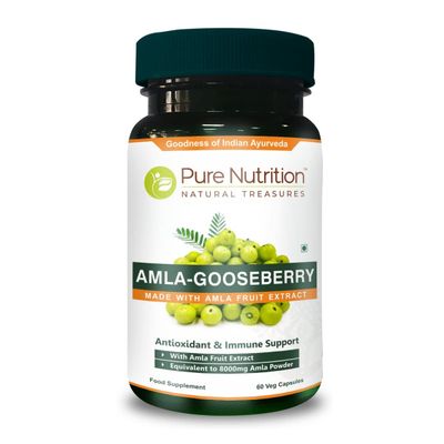 Pure Nutrition Amla Extract 1000mg per Serving. (Equivalent to 8000mg Amla Fruit Powder) Non GMO | 60 Veg Capsules