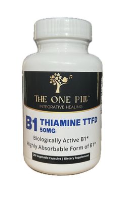 The One Pill Integrative Healing Vitamine B1 Thiamine TTFD, Thiamine Tetrahydrofurfuryl Disulfide, 50mg-250Capsules,Vegan,Non GMO,No Artificial fillers or sterate additives.