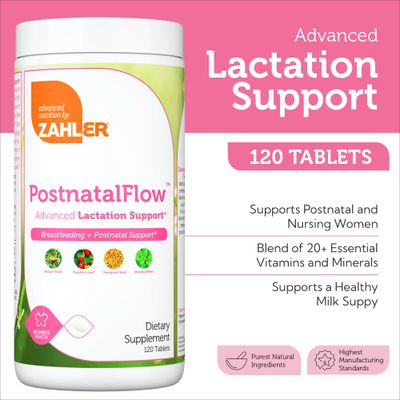Zahler Postnatal Vitamins for Women - Breastfeeding Supplements for Moms - Lactation Supplement Support with Milk Thistle, Fenugreek, Raspberry Leaf - Non-GMO Kosher Postpartum Vitamins (120 Tablets)