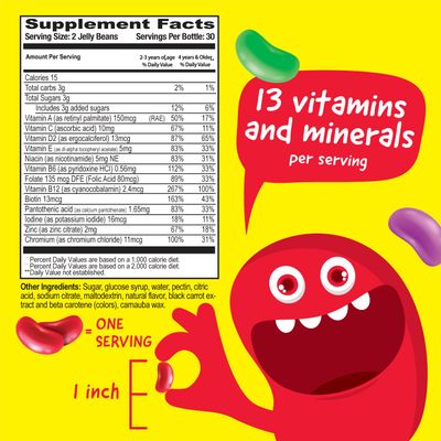 VitaWorks Kids Multivitamin &amp; Minerals Jelly Beans - Tasty Natural Fruit Flavor - Vegetarian, GMO-Free, Nut Free - Dietary Supplement - Complete Body Health for Children - 60 Jellies