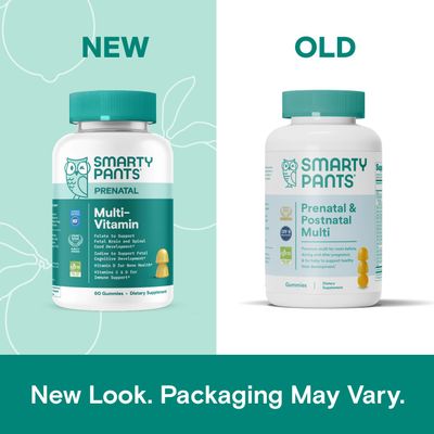 SmartyPants Prenatal Vitamins for Women, Multivitamin Gummies: Pre and Postnatal Vitamins, Biotin, Methylfolate, Vitamin D3, C, Vitamin B12, B6, Vitamin A, K & Zinc, 60 Count (30 Day Supply)