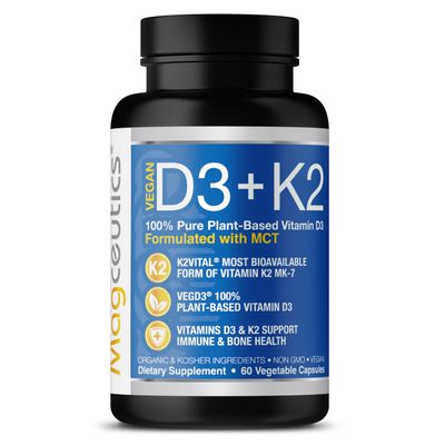 Magceutics Vitamin D3 K2 with MCT, 5000 IU Vegan D3 &amp; 100 mcg MK7 K2, Support Strong Bones and Immune Health - 60 Capsules (60 Days Supply)