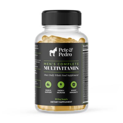 Pete &amp; Pedro Men&#39;s Complete Once Daily Whole Food Multivitamins | Supplement to Help with Muscle Support, Energy &amp; Immunity | Non-GMO, Natural, Made in USA l As Seen on Shark Tank, 30 Day Supply
