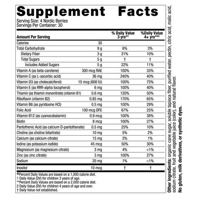 Nordic Naturals Nordic Berries, Cherry Berry - 120 Gummy Berries - Great-Tasting Multivitamin for Ages 2+ - Growth, Development, Optimal Wellness - Non-GMO, Vegetarian - 30 Servings