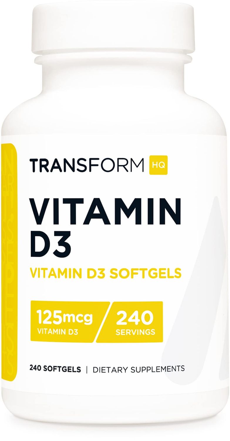 TransformHQ Vitamin D3 5000 IU (125mcg) 240 Softgels - Vitamin D Supplement, Gluten Free, Non-GMO