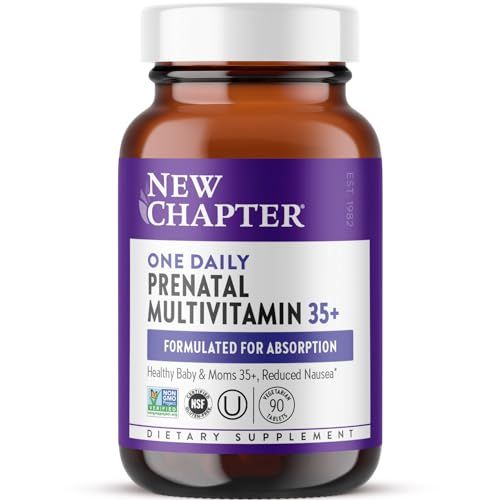 New Chapter Prenatal Vitamins, One Daily Prenatal Multivitamin Enhanced for Age 35+ with Methylfolate + Choline for Healthy Mom &amp; Baby, Gluten Free &amp; Non-GMO- 90 ct