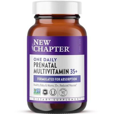 New Chapter Prenatal Vitamins, One Daily Prenatal Multivitamin Enhanced for Age 35+ with Methylfolate + Choline for Healthy Mom &amp; Baby, Gluten Free &amp; Non-GMO- 90 ct
