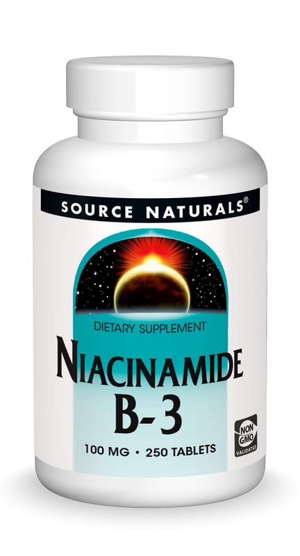 Source Naturals Niacinamide B-3, 100 mg Dietary Supplement - 250 Tablets