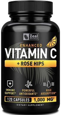 Vitamin C 1000mg with Rosehips (120 Capsules | 1000mg) Pure Vitamin C Capsules - Ascorbic Acid + Rose Hips for Powerful Immune System Support - High Dose Vitamin C for Adults Immune Support Vitamins