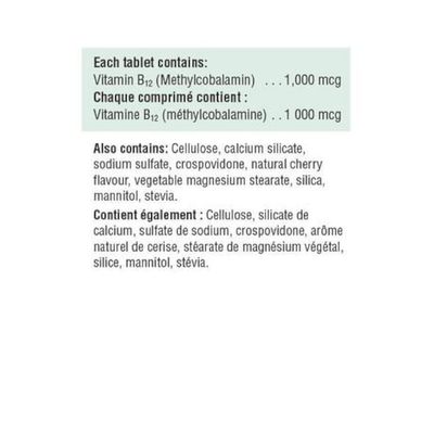Jamieson Vitamin B12 Methylcobalamin Fast Dissolving Sublingual Tablets, 1,000 mcg, 100 sublingual Tablets