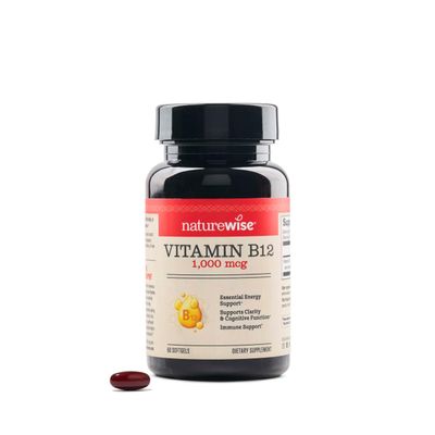 NatureWise Vitamin B12 1000 mcg - Dietary Supplement for Supporting Energy Metabolism, Mental Clarity, Nervous System Health - Easy-to-Swallow, Soy &amp; Gluten-Free, Non-GMO - 60 Softgels[60-Day Supply]