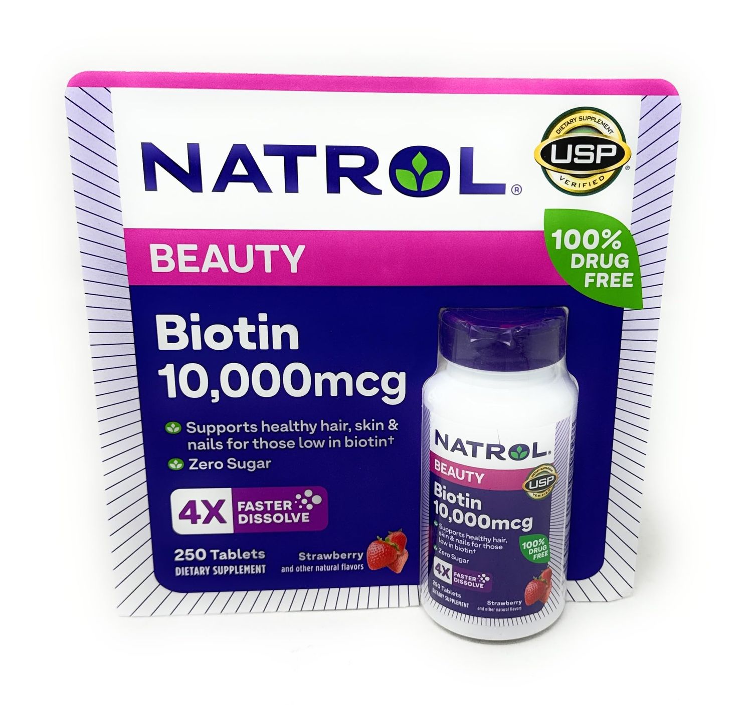 Natrol Biotin 10,000 mcg. Fast Dissolve Tablets, 250 Count