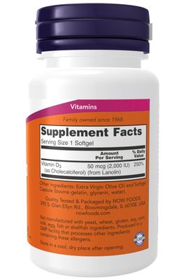 Now Foods, Vitamin D3 2000Iu (Softgels)