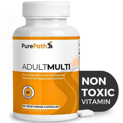 PurePath Non-Toxic Adult Multivitamin - 13 Vitamins - 100% RDA - No Harmful Megadoses - with B6 &amp; B12 - Supplement for Optimal Energy, Focus, and Longevity - 60 Capsules - 30 Day Supply