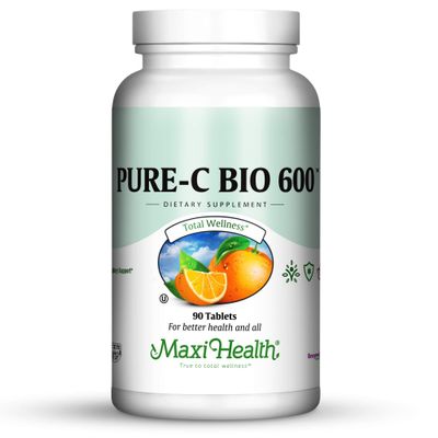 Maxi Health Pure-C-Bio 600 - with Bioflavonoids - Immune &amp; Capillary Support - 90 Tablets - Kosher