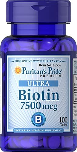 Puritan&#39;s Pride Biotin 7500 mcg, Healthy Hair Support, 100 Count, 100 Count (Pack of 1)