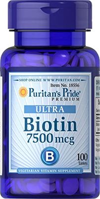 Puritan&#39;s Pride Biotin 7500 mcg, Healthy Hair Support, 100 Count, 100 Count (Pack of 1)